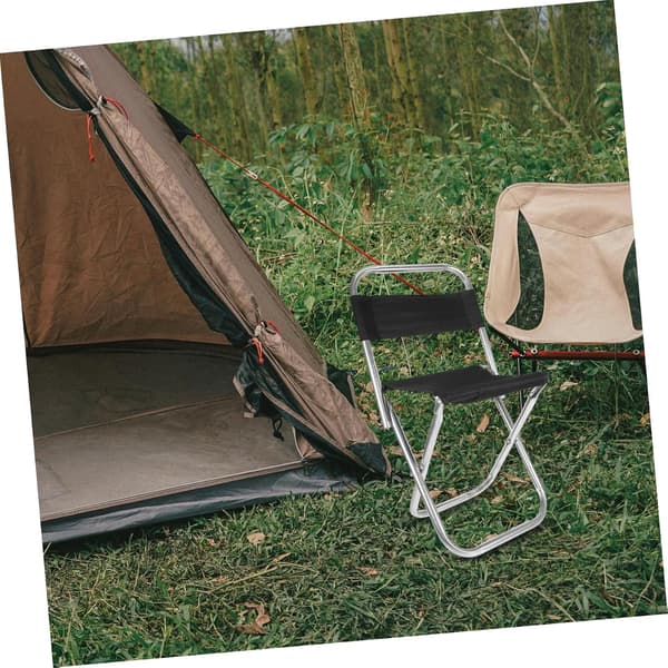 Sammenklappelig stol i ét stykke, udendørs camping- og fiskestol, sort, foldbar