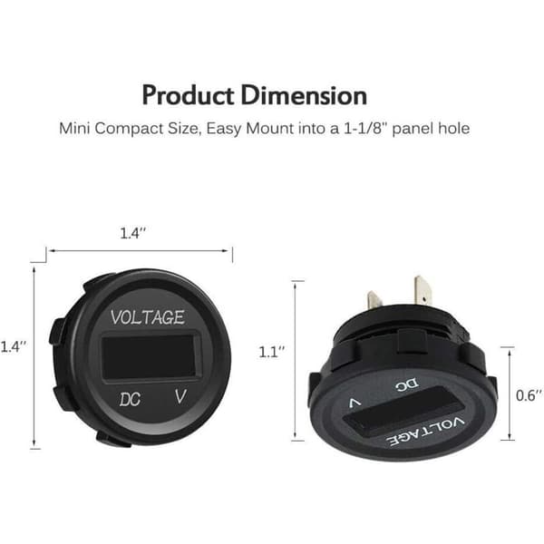 12-24V DC Voltmeter LED Digital Display Vandtæt til Båd Motorcykel Lastbil Marine (Blå)