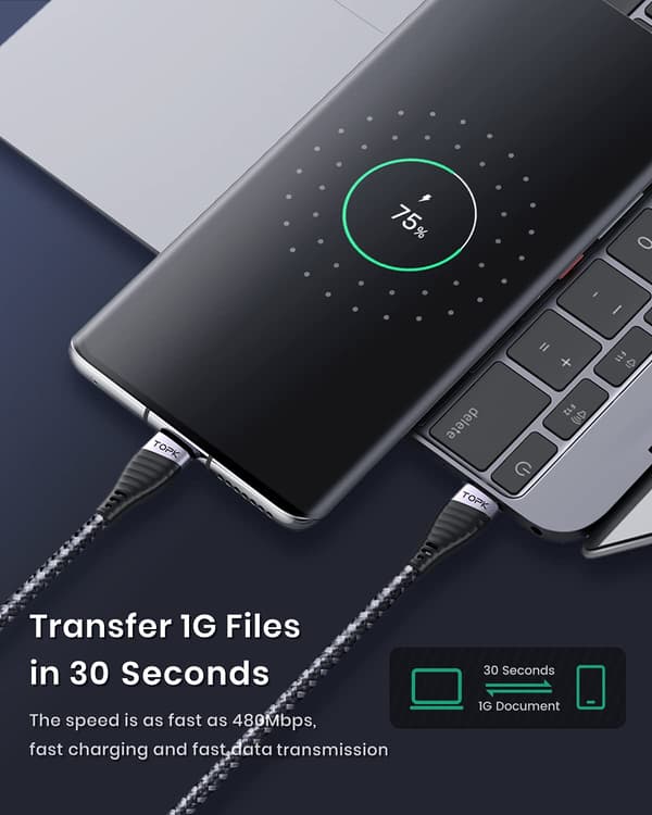 Todelt sæt (oplader + Android-kabel), opladerkabel USB Fast C