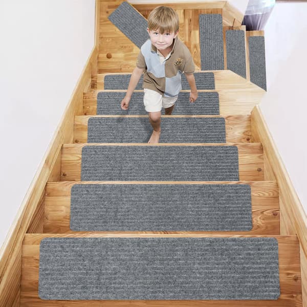 Sats med 2 trappsteg, 20 x 76 cm halkfria säkerhetsmattor för inomhusbruk