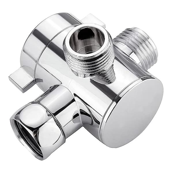 ABS Chrome 3-Way Diverter Hose Connector T-Shape Adapter Connector for Angle Valve Hose Bath Shower A [DB] silver silver