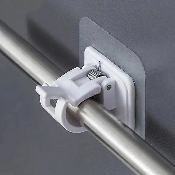 2 Pcs Self-Adhesive Curtain Rod Holders, Easy Curtain Hanging White Transparent