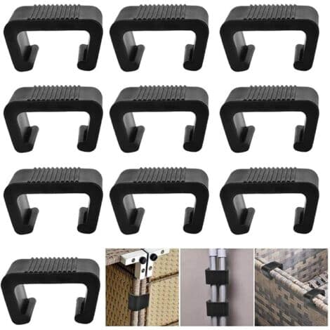 Set med 10 extra starka polyrattan trädgårdsmöbelkopplingar - Trädgårdsmöbelklämmor - Polyrattan - 5,25 cm