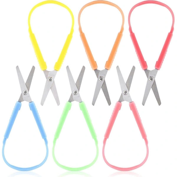 /EA/ 6 Pcs Mini Loop Scissors, Adaptive Scissors for Kids Safe to Use, 13.5 cm Adapted