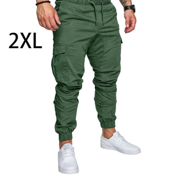 Herrfickbyxor Casual Elastisk Dragsko Mode Långbyxor ZX Grön 2XL Grön Grön 2XL 2XL Green