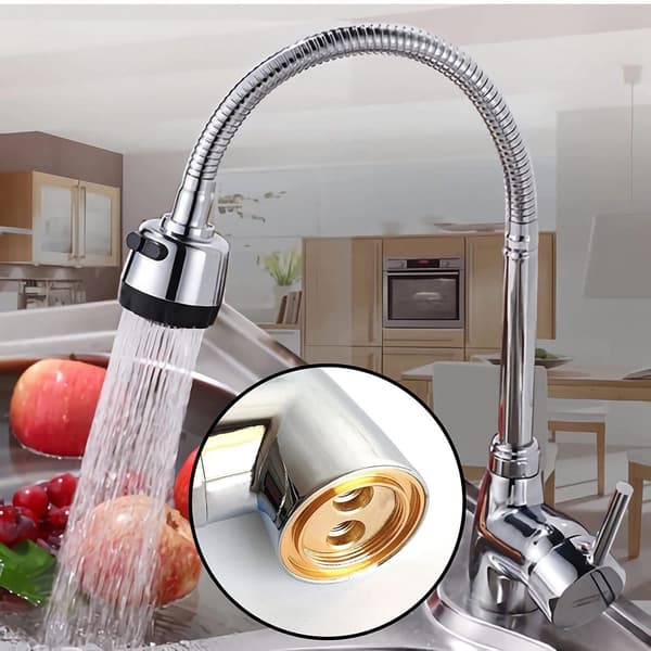 360° Single-Lever Brass Kitchen Faucet with Connection Hoses