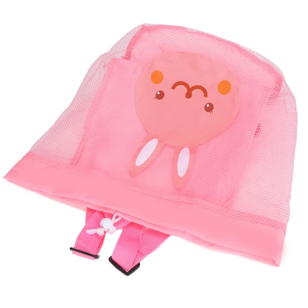 Kids Toy Storage Bag Extra Large Breathable Mesh Bag Foldable Beach Bag with Shoulder Strap Pink