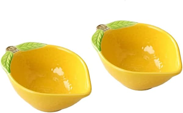 Keramiska citrondessertskålar, keramiska sidorätter, snackskålar, set om 2