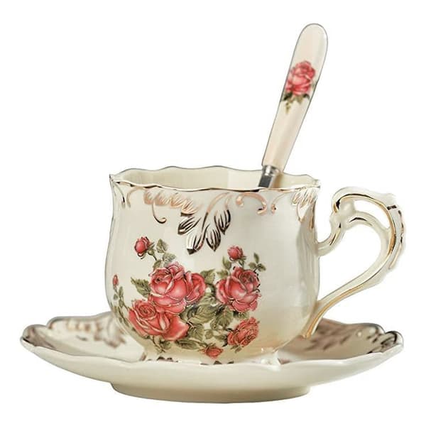 Kop og underkop sæt, 200 ml kop og underkop kaffebutik drikkegrej (kop, underkop og ske).