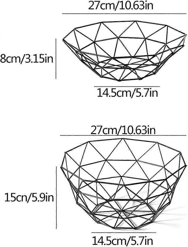 Metal Fruit Basket, 2 Pieces Iron Fruit Basket Storage Basket Bread Vegetable Drain Basket