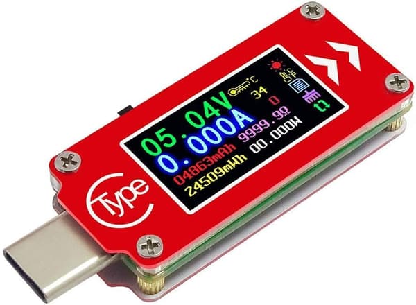 Typ-C Färg LCD USB Voltmeter Amperemeter Spänningsmätare Ström Mult
