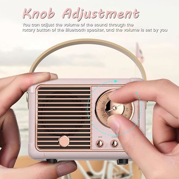 Retro Bluetooth-kaiutin, klassinen vanhanaikainen radiomuotoilu, Bluetooth 5.0 langaton yhteys, tuki TF-kortille Black