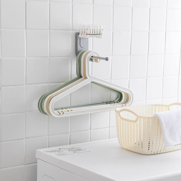 Wall Mounted Clothes Hanger Organizer 2-Layer Stainless Steel Self-Adhesive Storage Holder Stacker White White