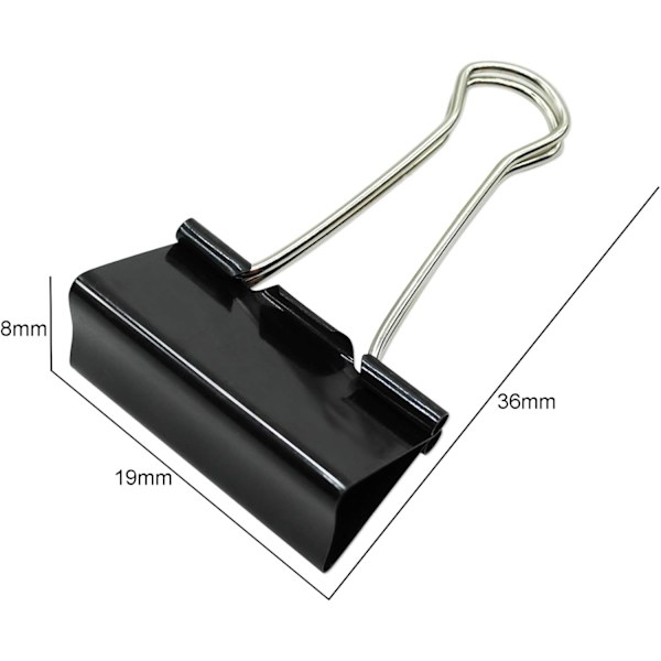 50 x Double Clips 19mm Black Folders - Universal - Multifunctional