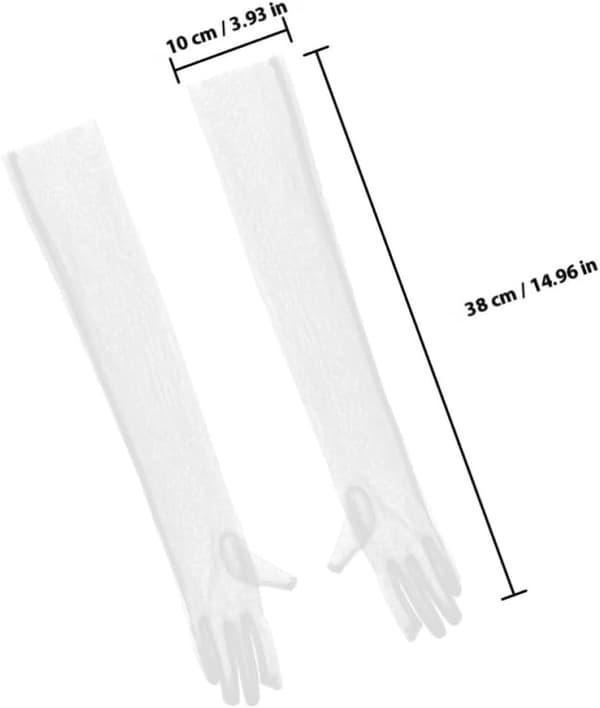 Bryllupshansker for kvinner i mesh, 38 cm, gjennomsiktige, hvite