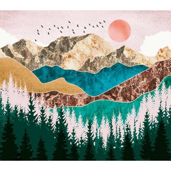 Väggbonad, gobeläng med naturkonstdekorationer för vardagsrum, sovrum (130 x 150 cm)