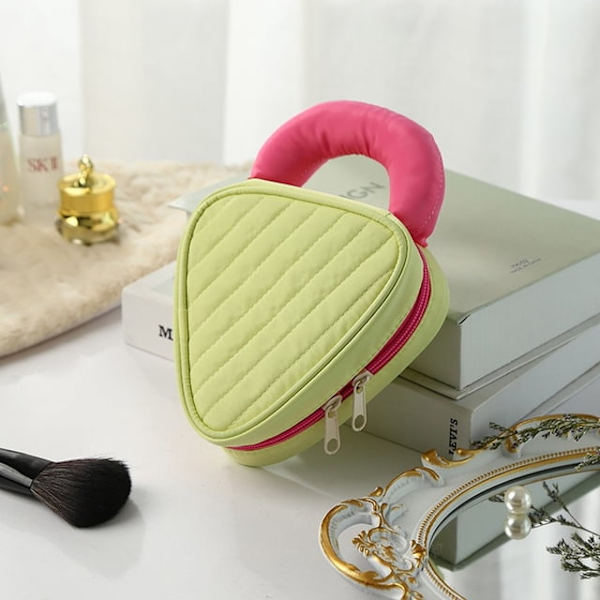 Sød makeuptaske til kvinder, stor makeuptaske i fløjl, polyester og imiteret nylon