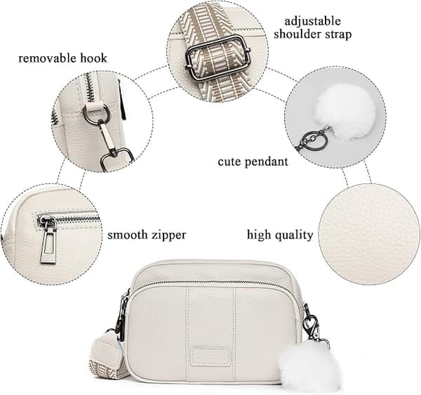 (hvid brun) Dame Messenger Taske Lille Stilfuld Læder Crossbody