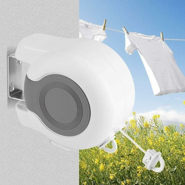 Double Clothesline Retractable Clothesline Wall Mounted Outdoor Drying Rack with Adjustable Double Rope