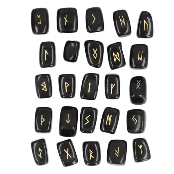 Runestones Ancient Runes Fine Craftsmanship Stylish Appearance Obsidian Material Rune Set