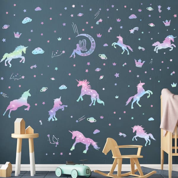 3 stk veggdekaler Gradient Unicorn veggdekaler veggmaleri Deca