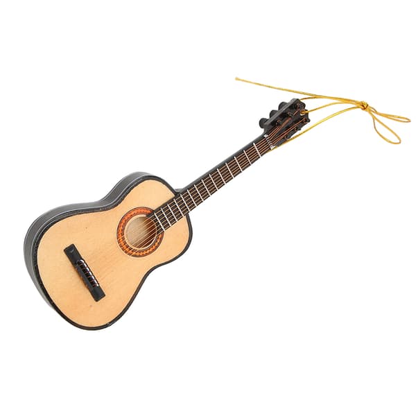 Gitarrmodell Naturtrogen Dekorativ Tre Miniatyr Gitarprydnad for Juletre Stue Studierom