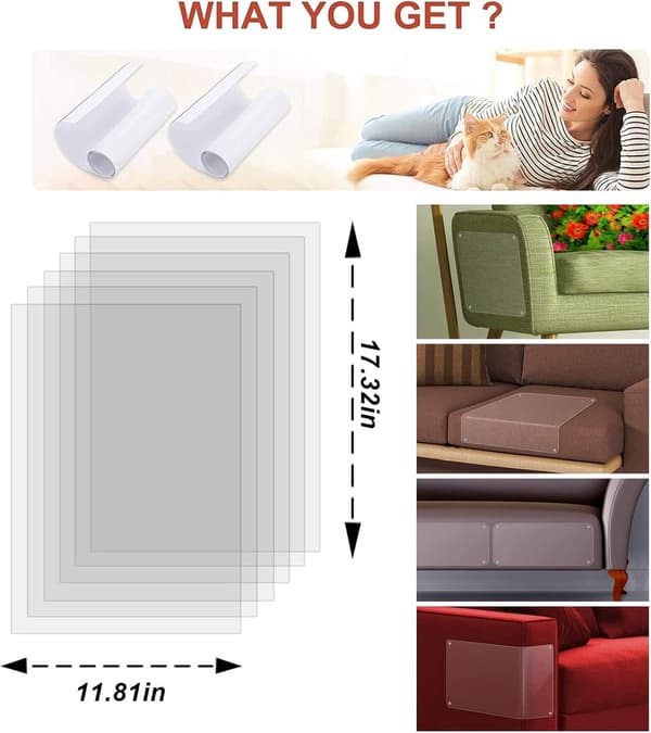 Anti-scratch sheets for cats and dogs - 6 pieces scratch protection stickers - 45 x 30 cm
