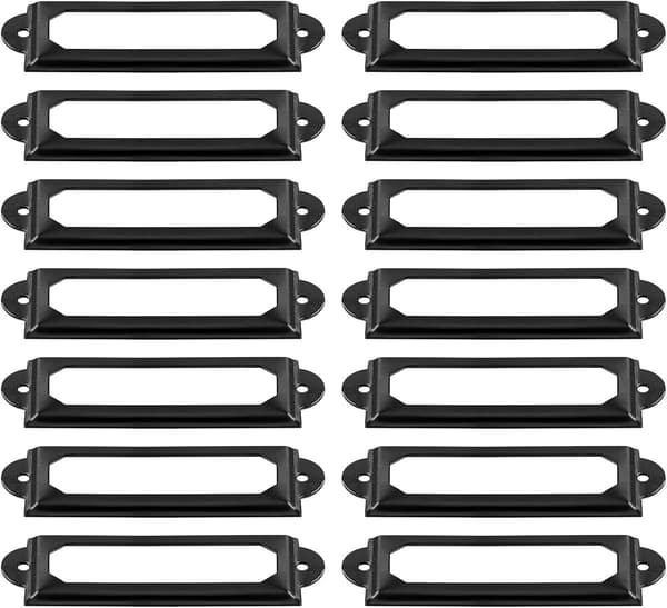 Metaletiketholder, 60 stk., sort, til skuffer og hylder, 60x17mm