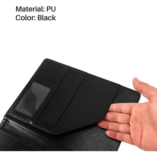 A5 Document Bag Folder File Clip Business Office Financial School Supplies (Black)