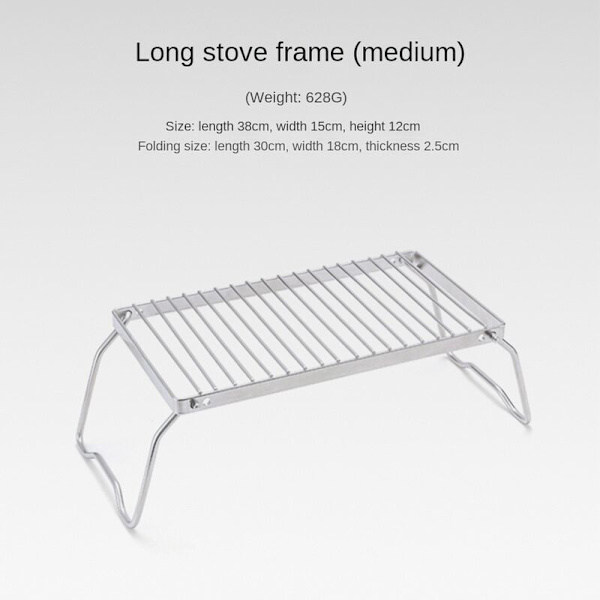 Utomhusrandig BBQ-grill Lång gryta Rostfritt stål Fällbart stativ Bärbart ställ Avlopp