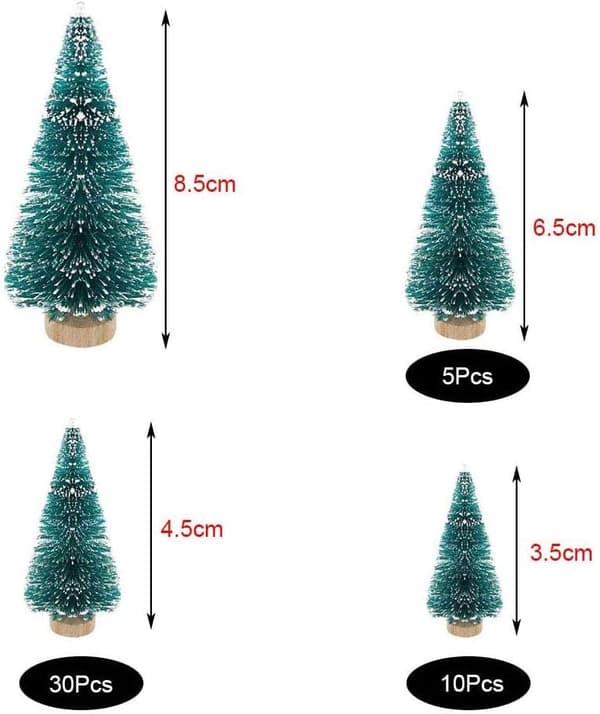 (3.5/4.5/6.5/8.5cm) 50 stk Mini Juletre Gran Kunstig Chri