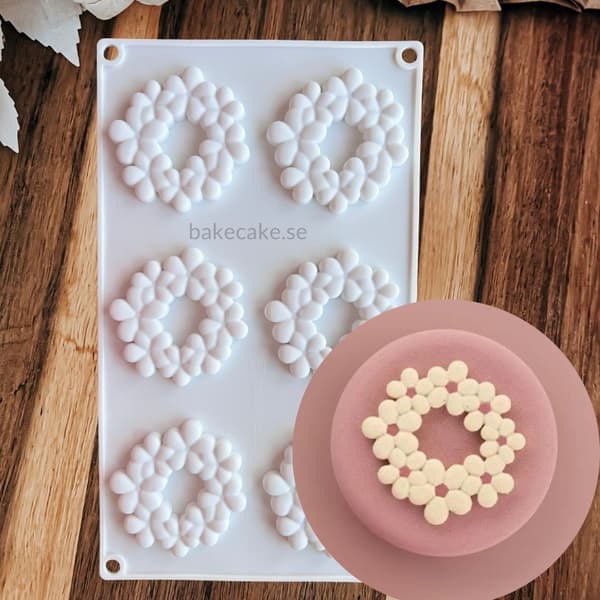 Blomsterkrans Silikoneform 6 stk | Blomstret Krans Silikoneform 100