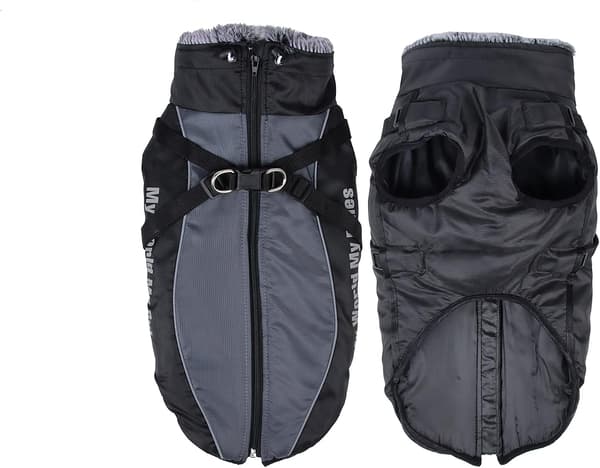Vinterjakke til hund, varm, vandtæt, reflekterende, justerbar, blød, XL, grå