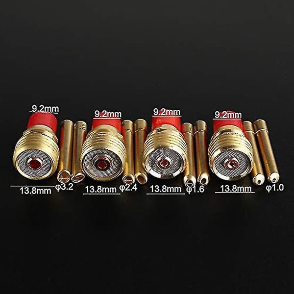 41-delars Tig-svetspistol Munstycke Ringkåpa Gaslins Glaskopp Kit