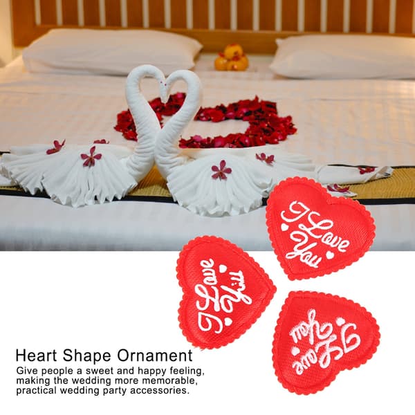 100 stk/pose polyester svamp hjerteformet dekoration Valentinsdag bryllupsfest dekoration ornament Rød