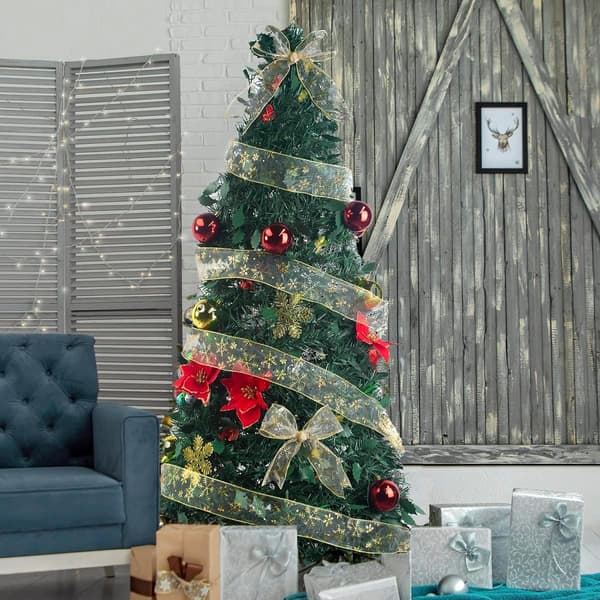 Dobbeltsidet julebånd 6,3 cm * 9 m, med guld- og sølvsne