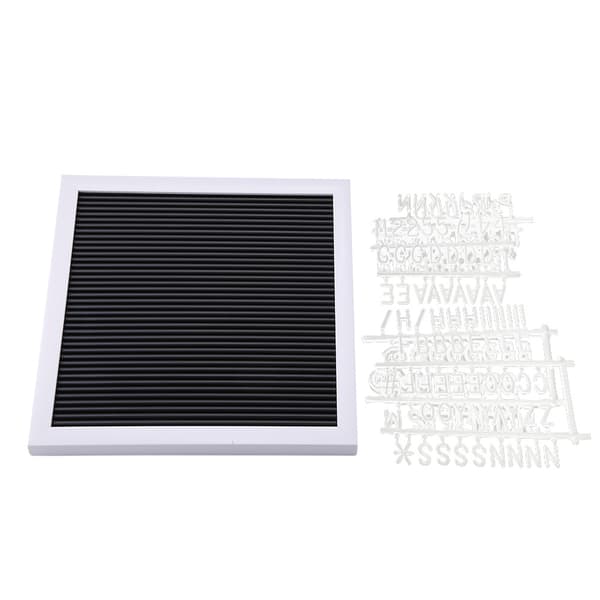 25cm*25cm Plastic Message Board with Interchangeable Letters and Numbers for Room Decor (White Frame)