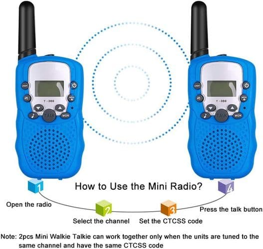 Børns Walkie Talkie, 3 km lang rækkevidde 22 kanaler tovejsradio, egnet