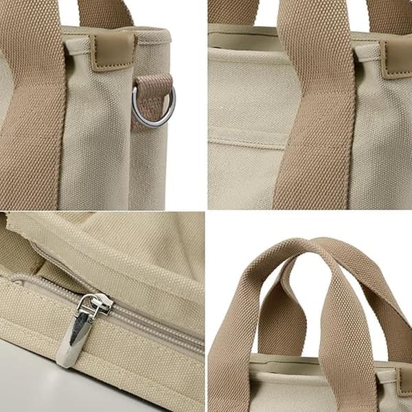 Canvas mulepose til kvinder med flere rum, stilfuld skuldertaske med rum