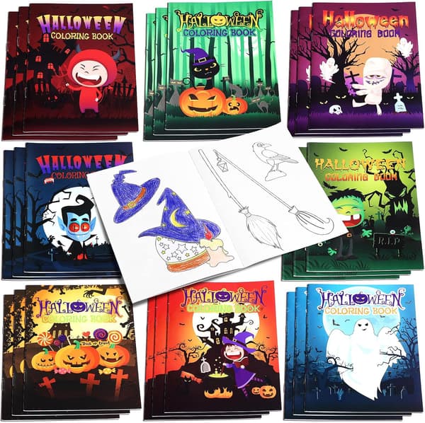 24 delar Halloween målarböcker Minibok Spöklik spökhäxa pumpa ritbok Godispåsefyllare presenter
