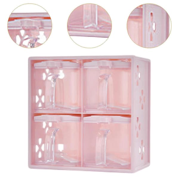 Spice Storage with 4 Compartments, Spice Jars for Kitchen with Lid and Spoon, Spice Rack, Spice Container for Cafe Pepper