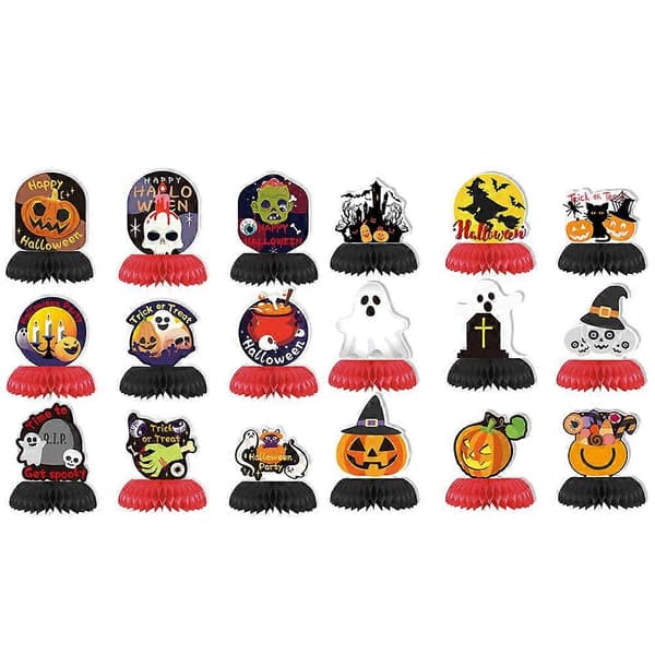 2025 2 sett papir honeycomb midtstykker borddekorasjon Halloween layout rekvisitter