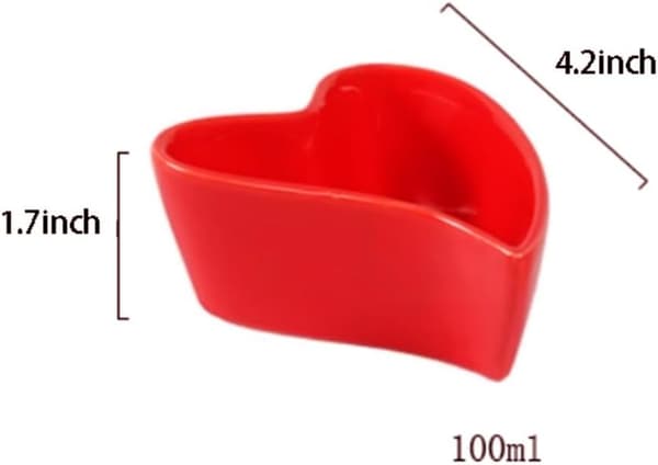 Keramiska dessertskålar hjärtformade små kakpuddingformar, set om 4 4st-röd-B - 4pcs-Red-B