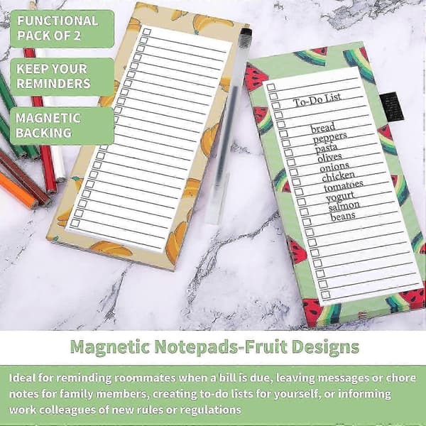 2024 2-pack Magnetic Shopping List Pad for Refrigerator - Grocery Notepad
