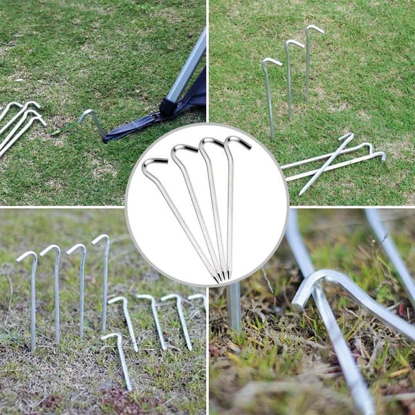 12 stk Teltplugger - Aluminium Teltplugger med Krok - 22 cm