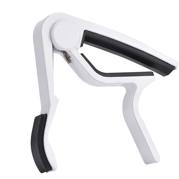 Portable Quick Change Clamp Handheld Tuner Capo for Folk Guitar White