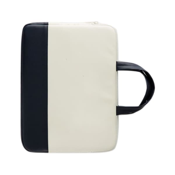 Laptop Bag Cute Alphabet Pattern Waterproof Shockproof PU Leather Tablet Bag with Handle 13 inch White