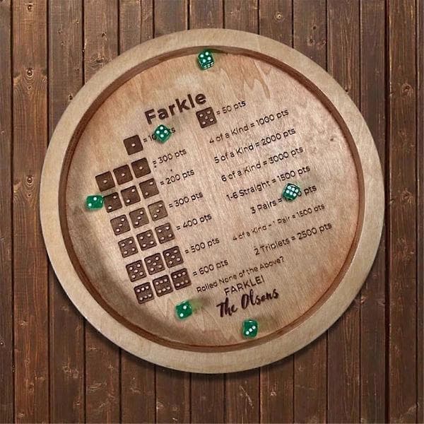 Træbakke til Farkle Klassisk Terningespil, Farkle Terningebakke, Farkle Klassisk Terningespil, Terningebakke