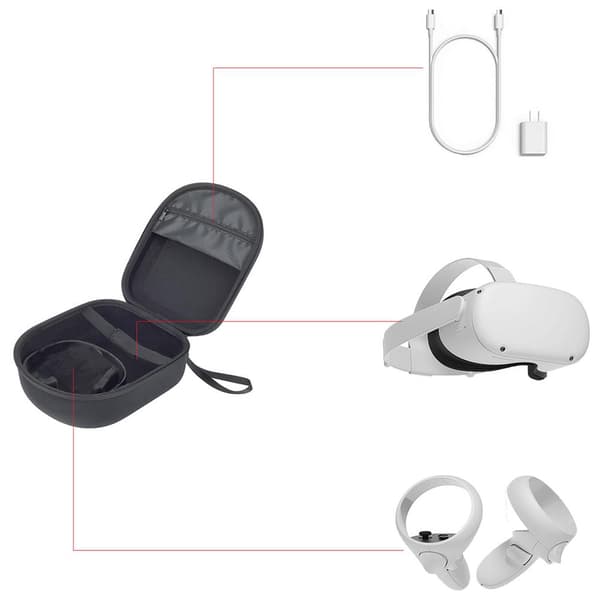 VR Glasses Storage Box EVA Case Storage Case Carrying Case Portable VR Glasses Shockproof Zipper Bag Compatible with Oculus Quest 2
