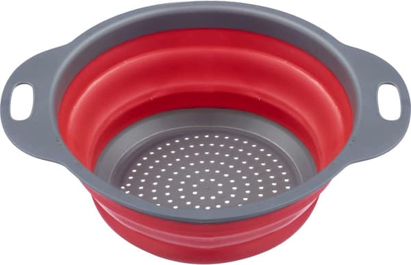 Sammenleggbar vannfilterkurv med opphengsystem, indre diameter: 24,5 cm, plastmateriale, rød/kullgrå.